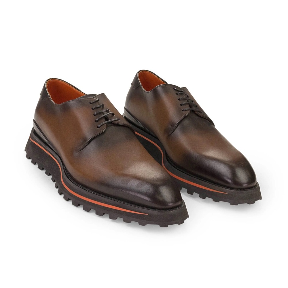 Louis Vuitton Brown Leather Lace Up Derby Shoes Size 7.5